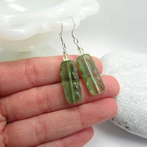 Czech glass Uranium bead earrings